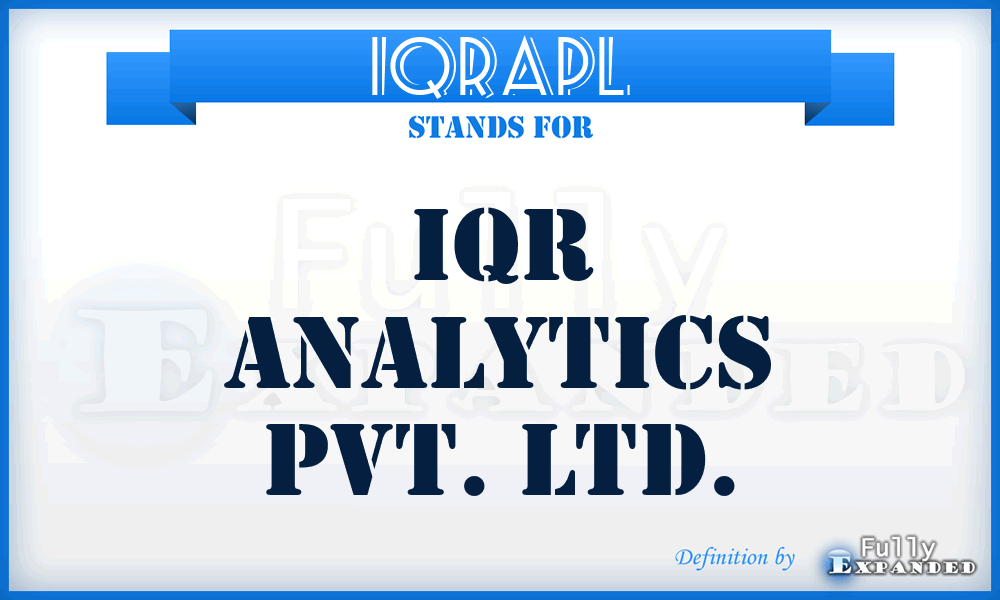 IQRAPL - IQR Analytics Pvt. Ltd.