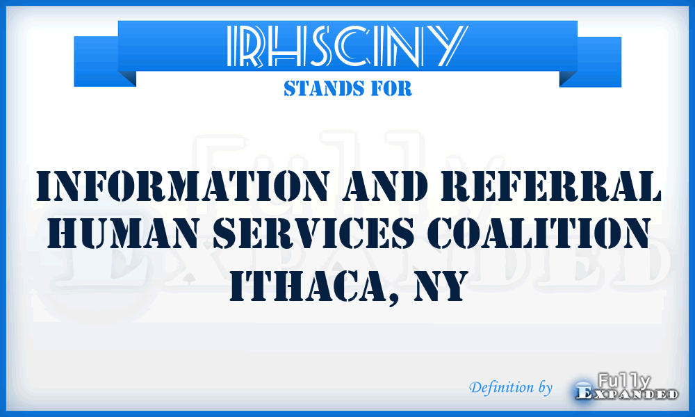 IRHSCINY - Information and Referral Human Services Coalition Ithaca, NY