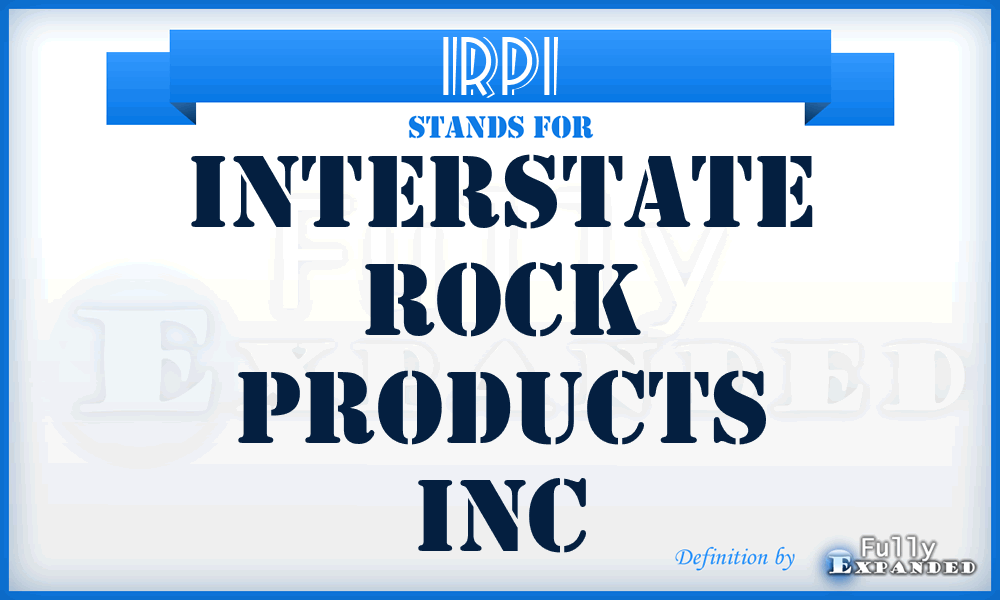 IRPI - Interstate Rock Products Inc