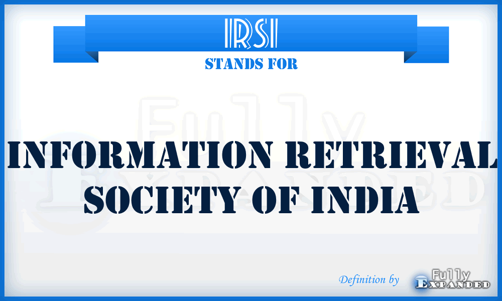 IRSI - Information Retrieval Society of India