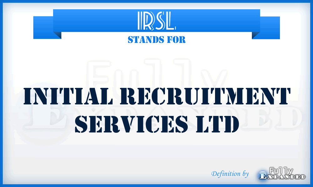 IRSL - Initial Recruitment Services Ltd