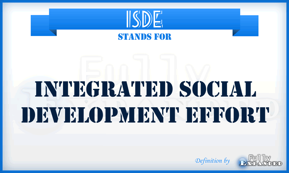 ISDE - Integrated Social Development Effort