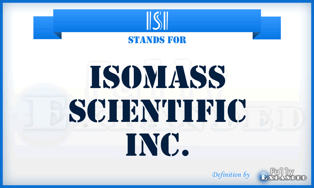 ISI - Isomass Scientific Inc.