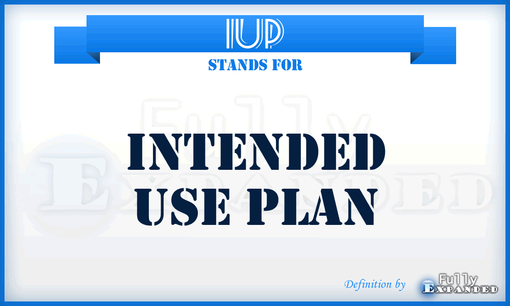 IUP - Intended Use Plan