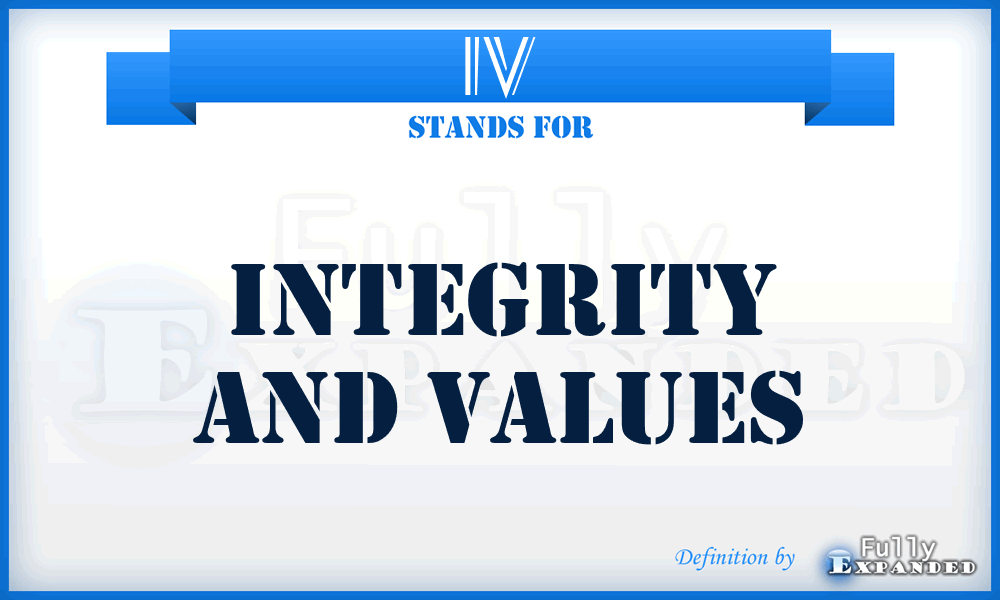 IV - Integrity and Values