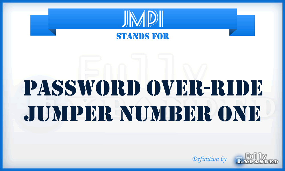 JMP1 - Password Over-ride JuMPer number one