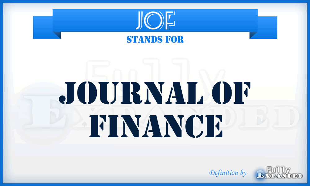 JOF - Journal of Finance