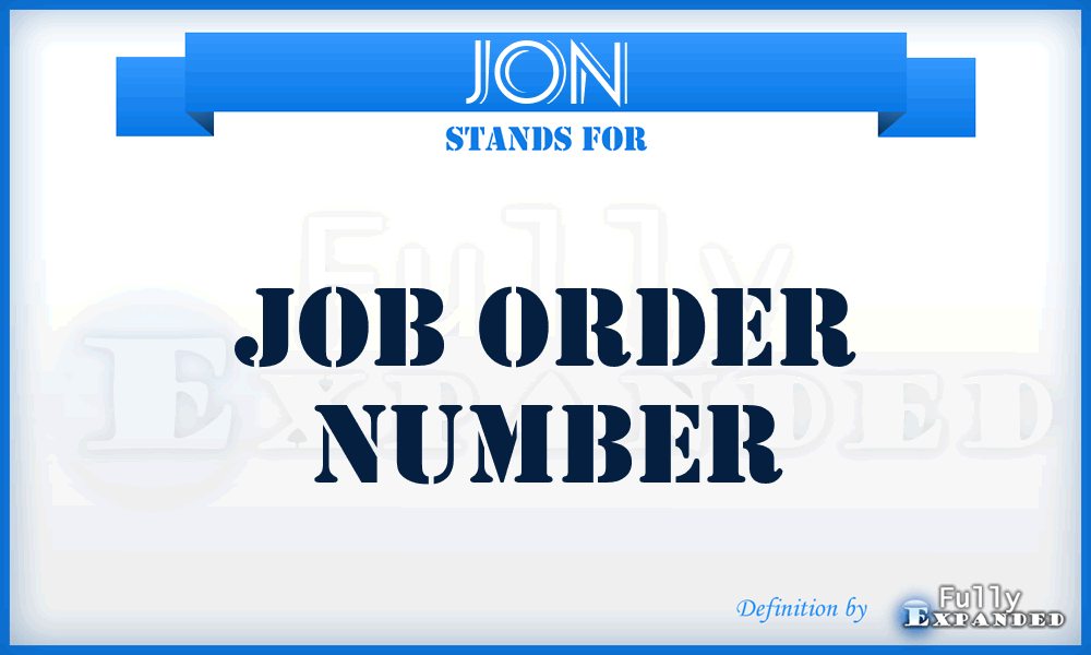 JON - job order number