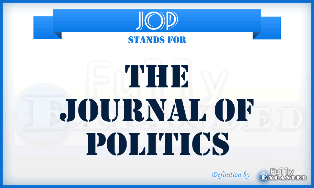 JOP - The Journal Of Politics