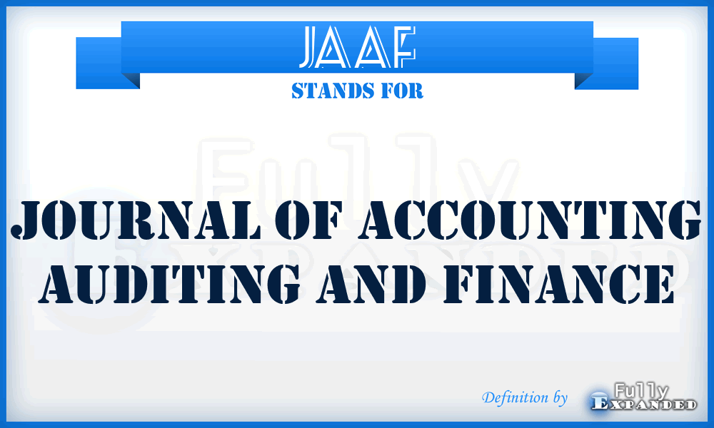 JAAF - Journal of Accounting Auditing and Finance