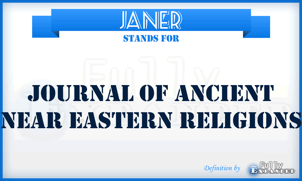JANER - Journal of Ancient Near Eastern Religions