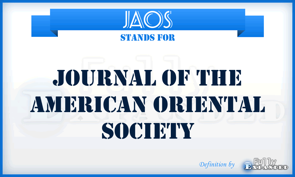 JAOS - Journal of the American Oriental Society