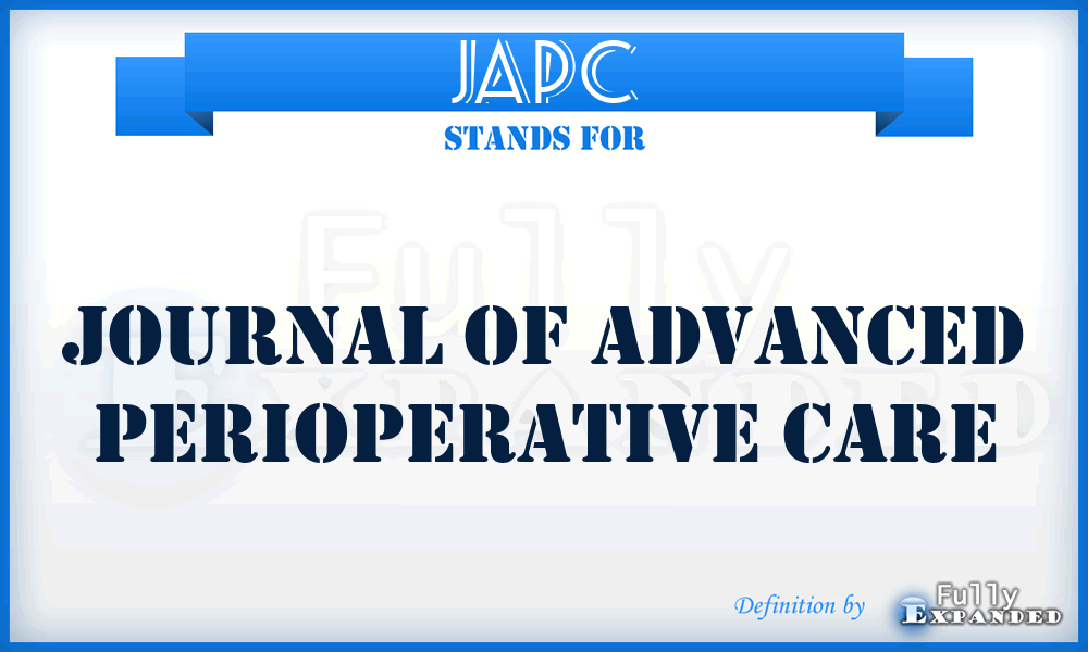 JAPC - Journal of Advanced Perioperative Care