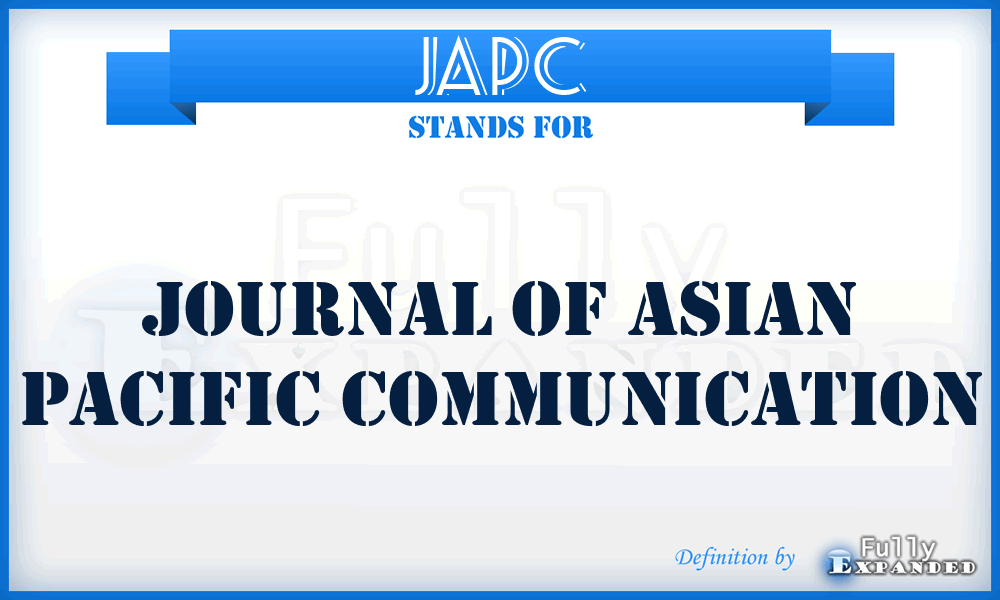 JAPC - Journal of Asian Pacific Communication