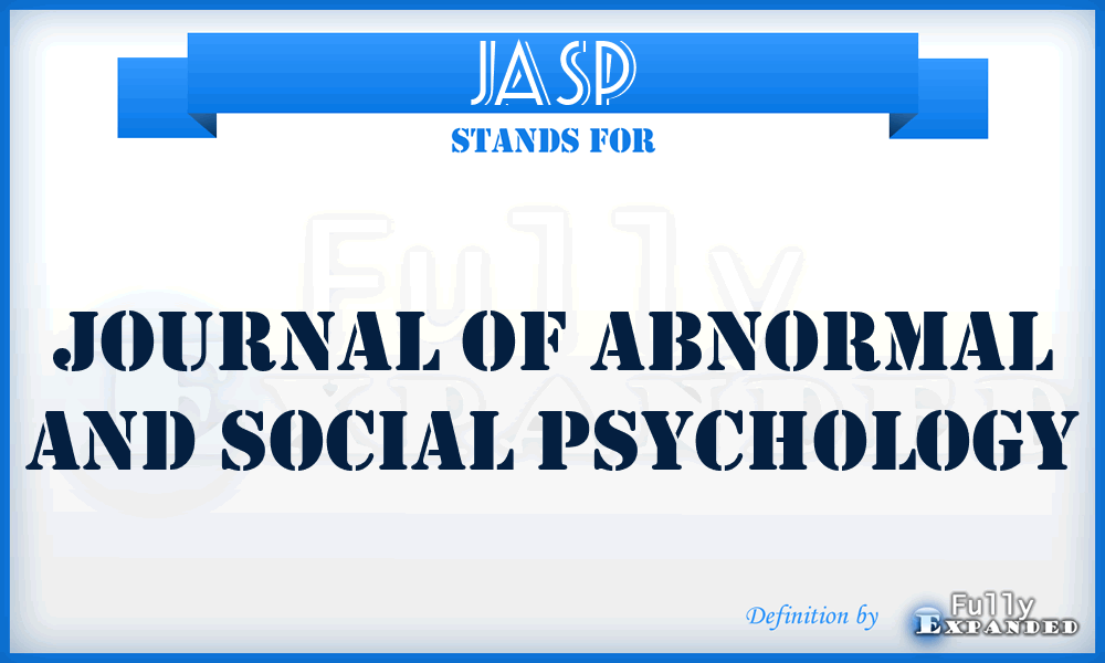 JASP - Journal Of Abnormal And Social Psychology