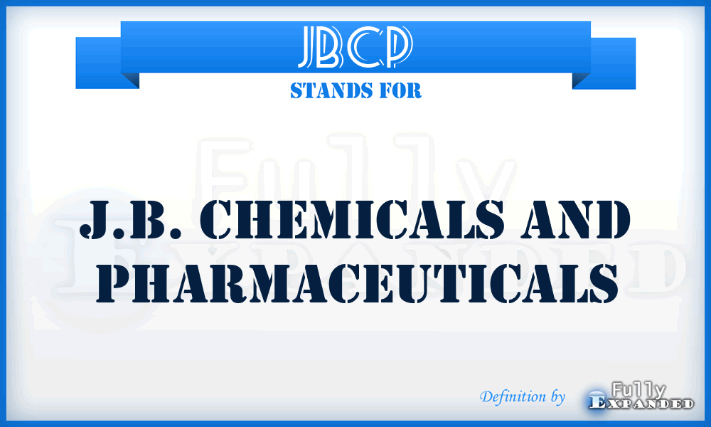 JBCP - J.B. Chemicals and Pharmaceuticals