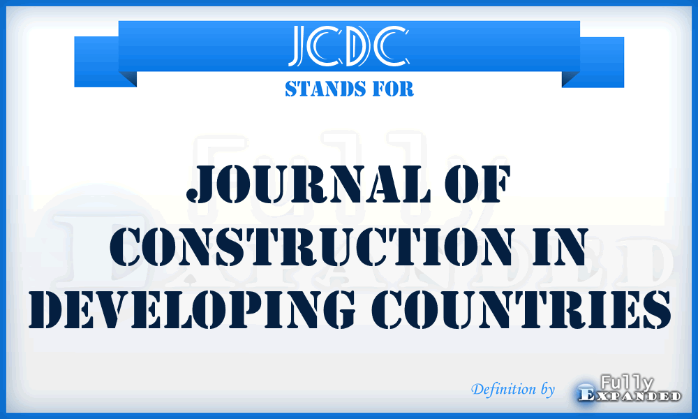 JCDC - Journal of Construction in Developing Countries