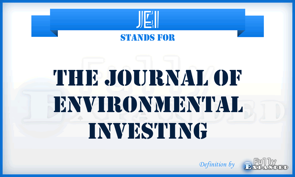 JEI - The Journal of Environmental Investing