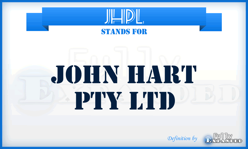 JHPL - John Hart Pty Ltd