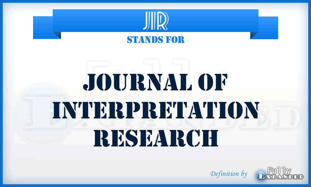 JIR - Journal of Interpretation Research