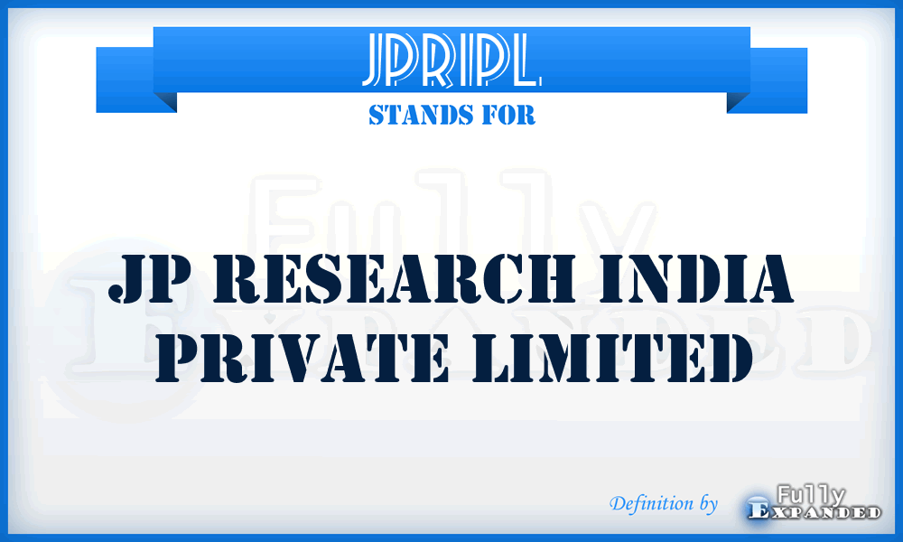 JPRIPL - JP Research India Private Limited