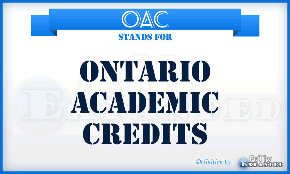 OAC - Ontario Academic Credits