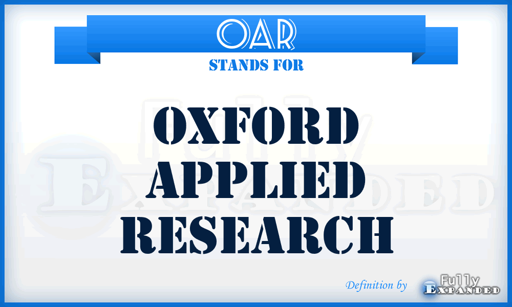 OAR - Oxford Applied Research