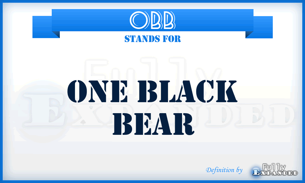 OBB - One Black Bear