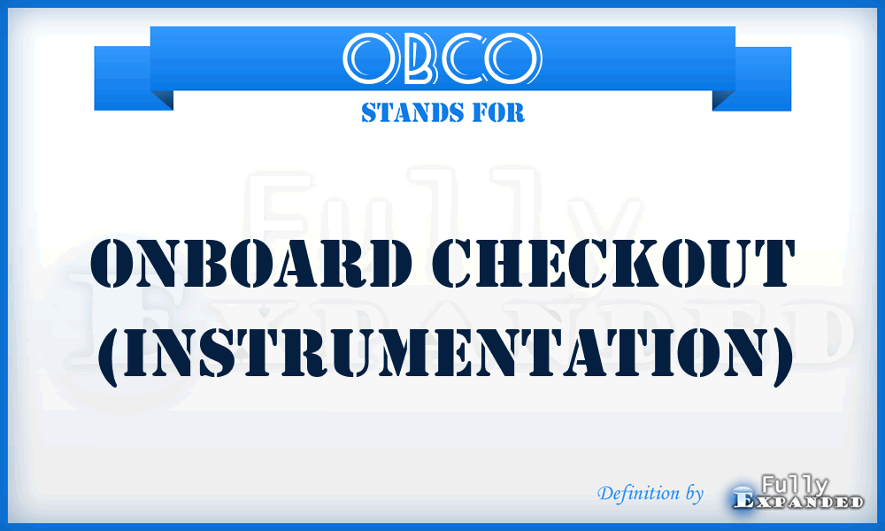 OBCO - Onboard Checkout (Instrumentation)