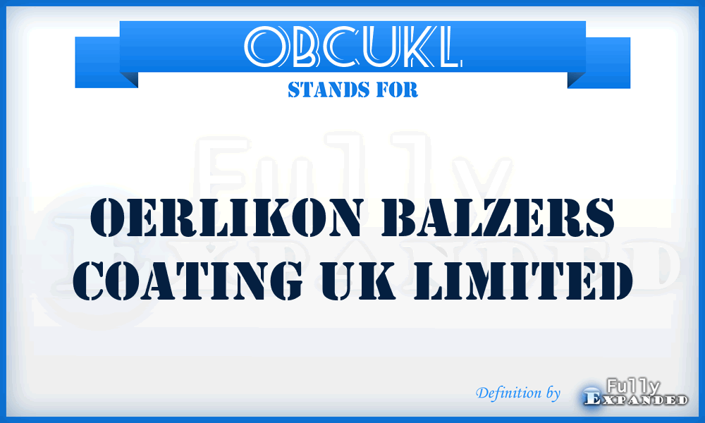 OBCUKL - Oerlikon Balzers Coating UK Limited
