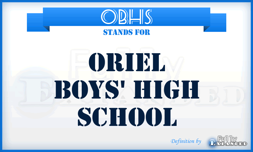 OBHS - Oriel Boys' High School