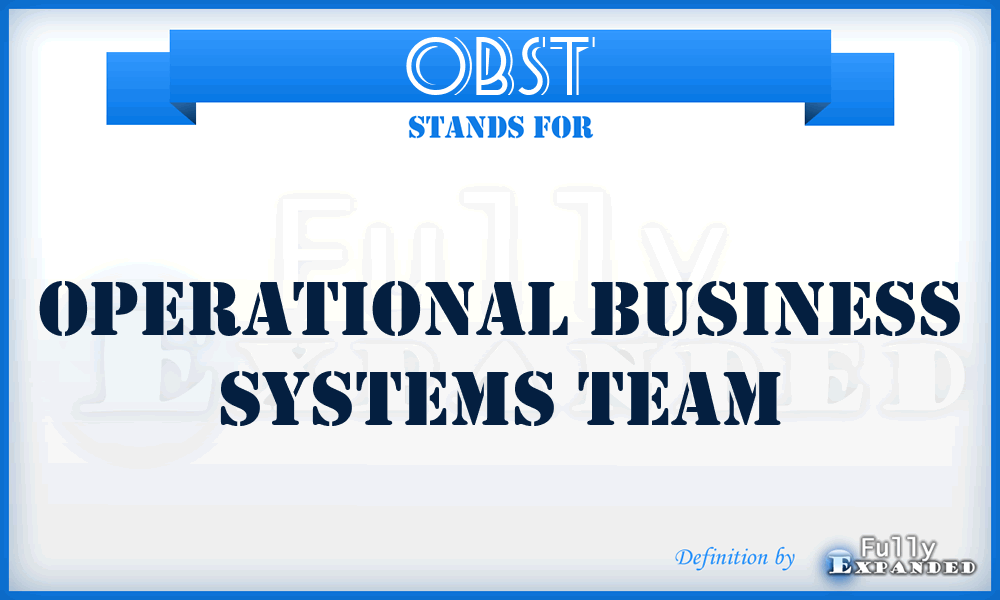 OBST - Operational Business Systems Team