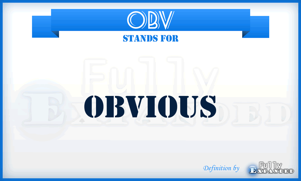 OBV - OBVious