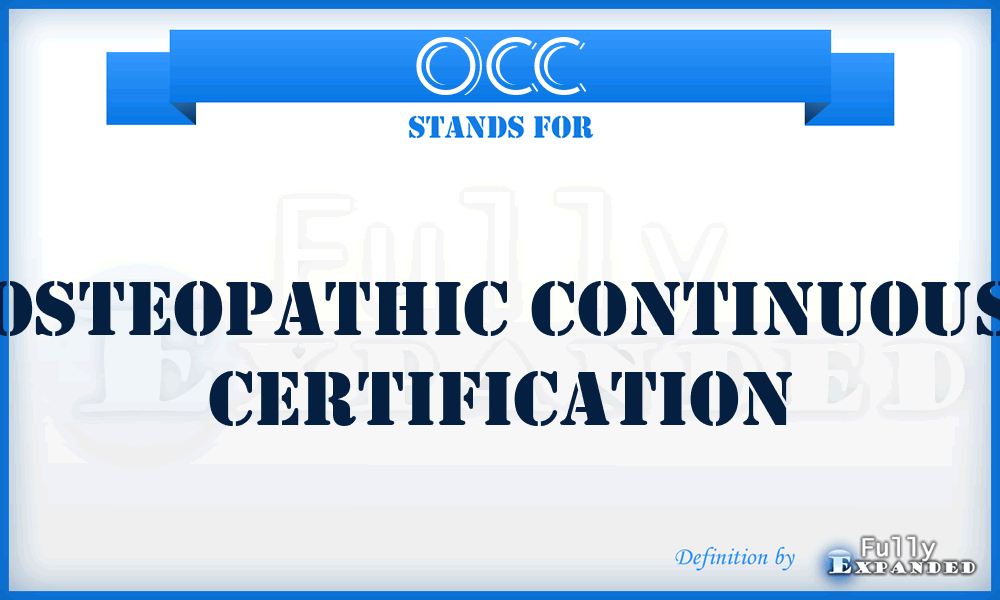 OCC - Osteopathic Continuous Certification