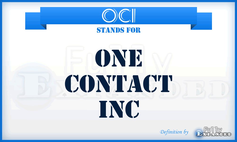OCI - One Contact Inc