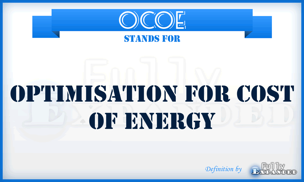 OCOE - Optimisation for Cost Of Energy