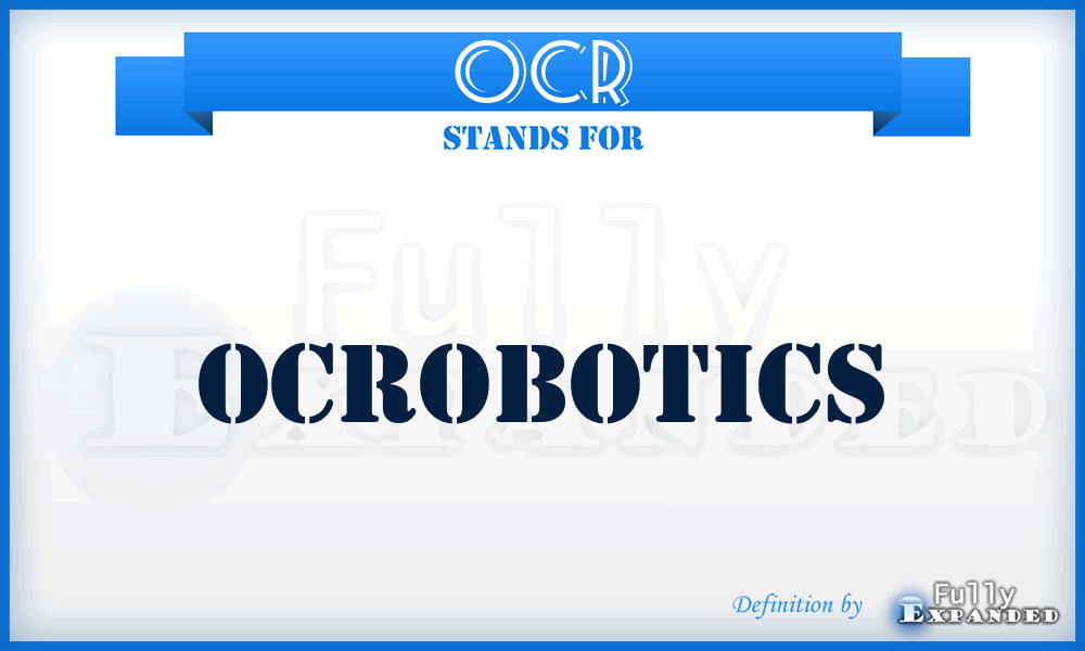 OCR - OCRobotics