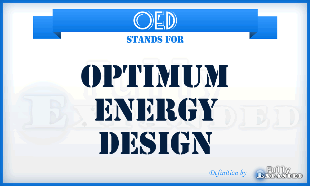 OED - Optimum Energy Design