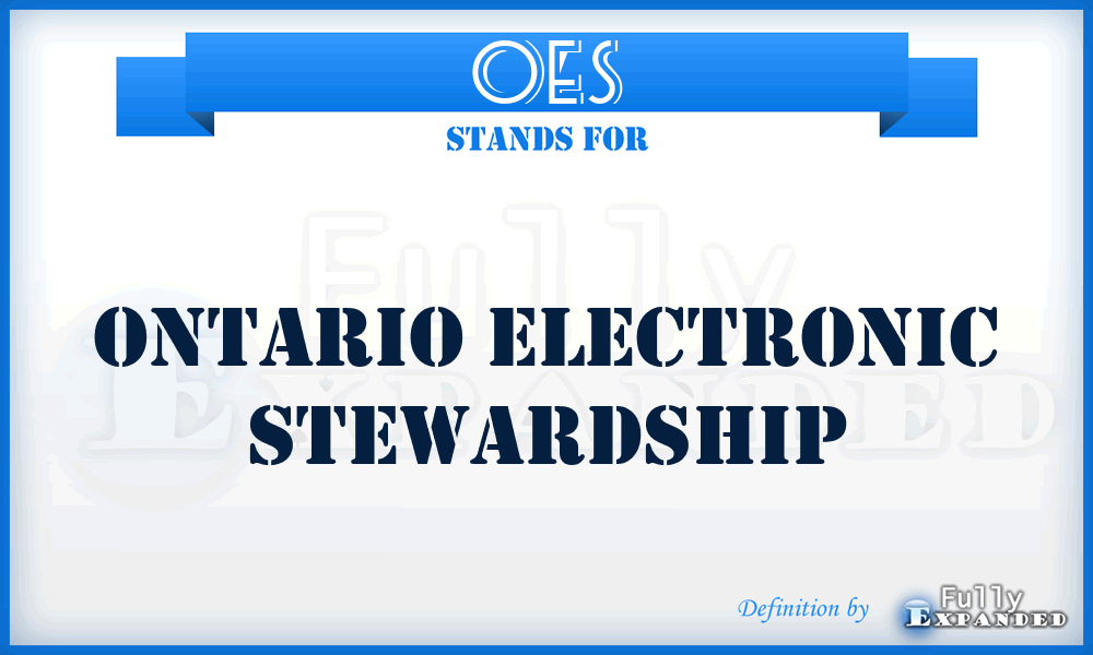 OES - Ontario Electronic Stewardship