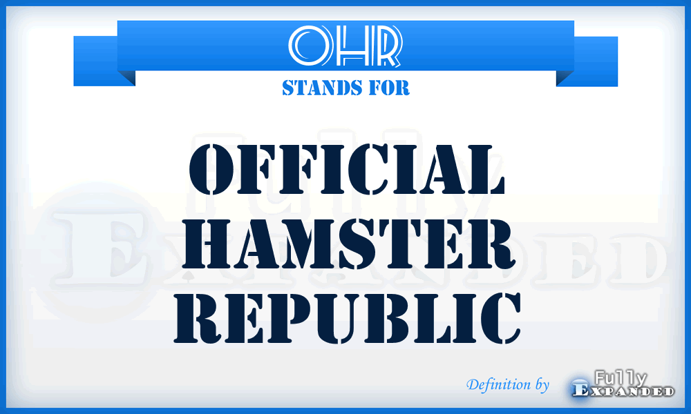 OHR - Official Hamster Republic