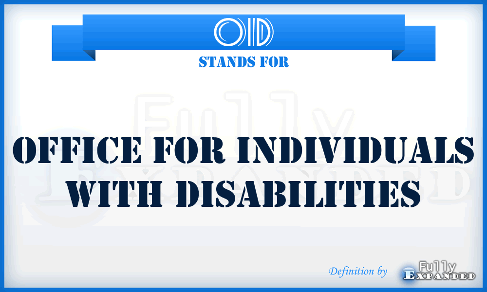 OID - Office for Individuals with Disabilities