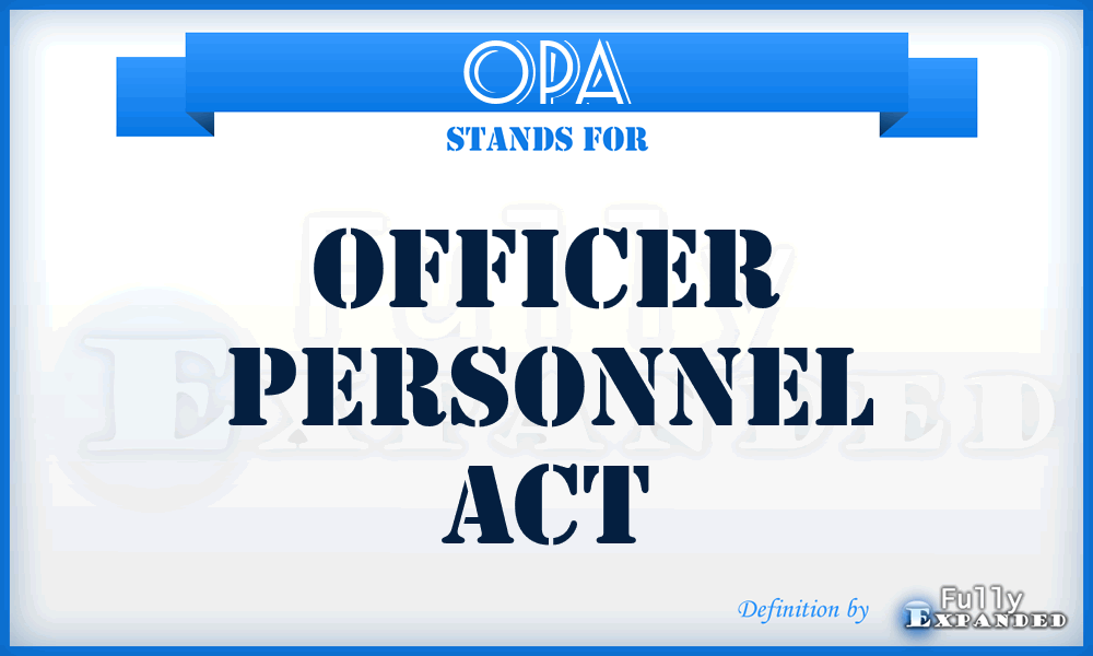 OPA - Officer Personnel Act