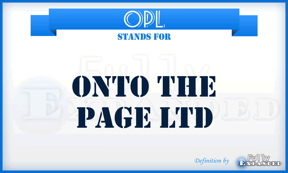 OPL - Onto the Page Ltd