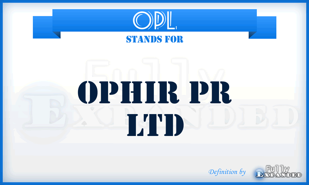 OPL - Ophir Pr Ltd