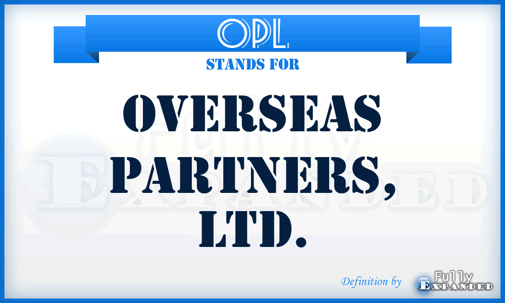 OPL - Overseas Partners, Ltd.