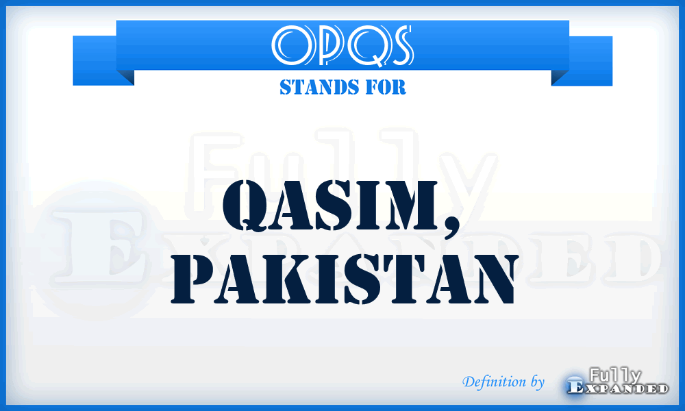 OPQS - Qasim, Pakistan