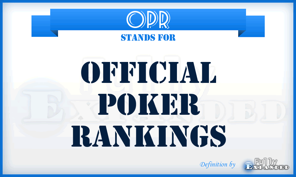 OPR - Official Poker Rankings