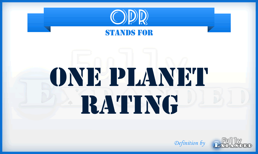 OPR - One Planet Rating