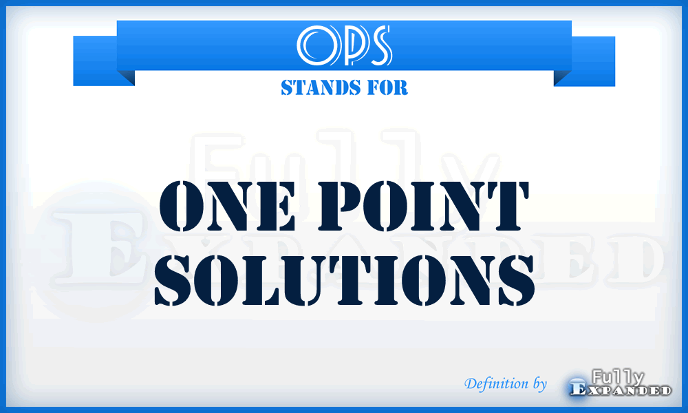 OPS - One Point Solutions