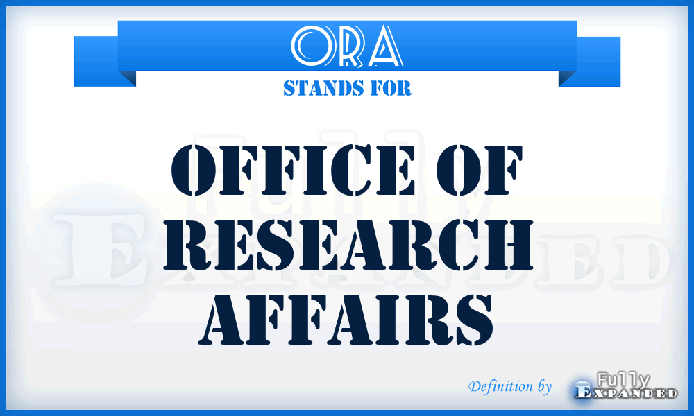 ORA - Office of Research Affairs